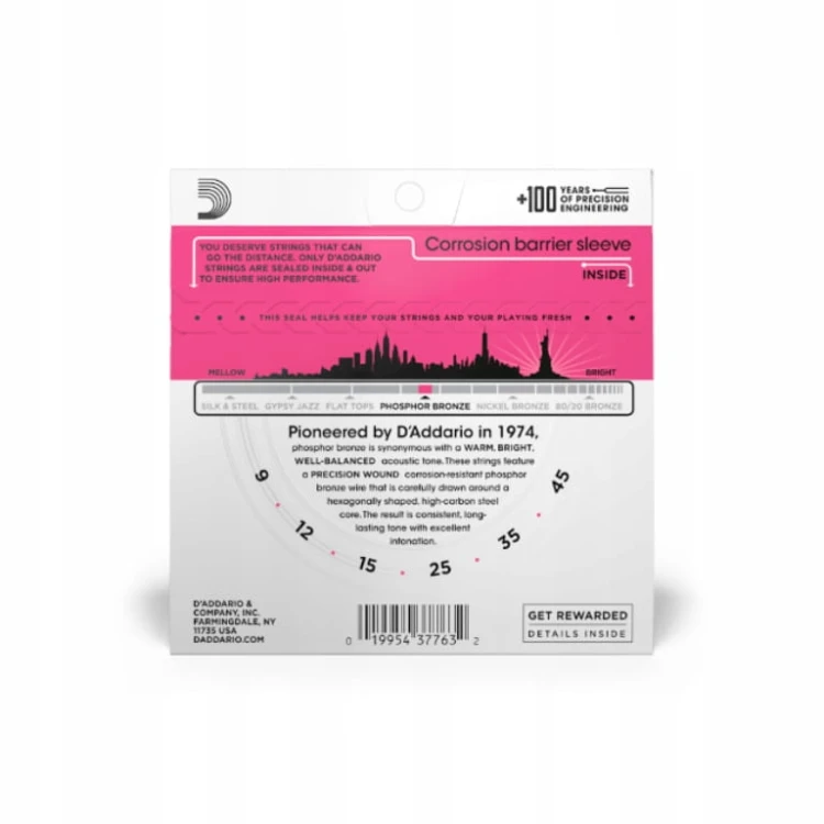 Str.D'addario EJ-23 do gitary akustycznej 9-45 PB