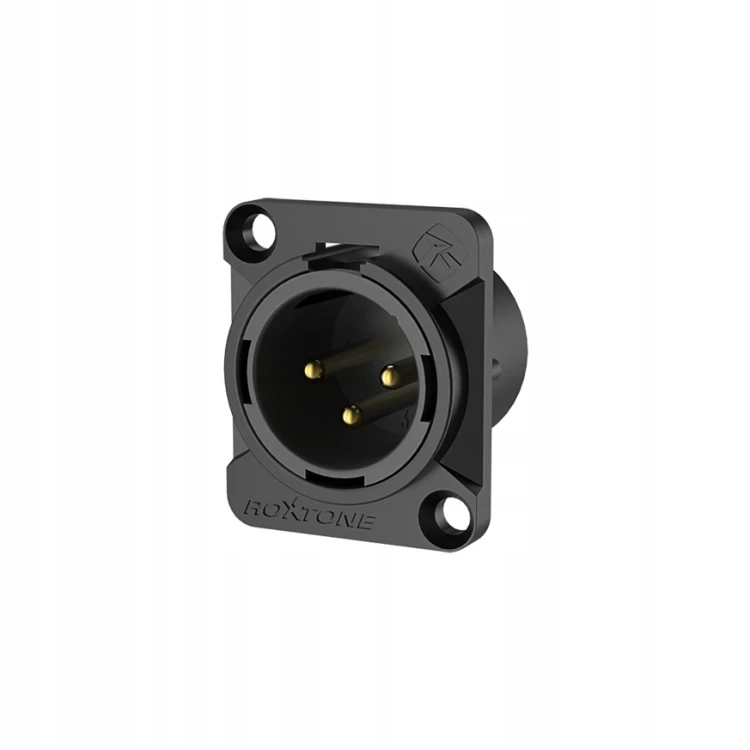 Gniazdo XLR 3pin męskie proste do obudowy Roxtone RX3MD-BG