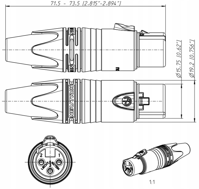 Neutrik NC3FXX złącze XLR żeńskie