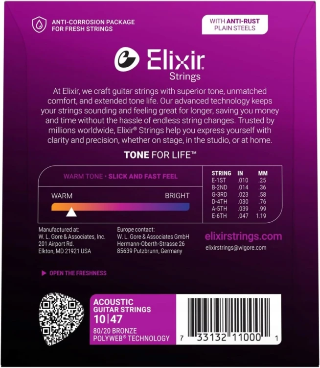 Struny Elixir NanoWeb Phosphor Bronze 10-47 struny akustyczne