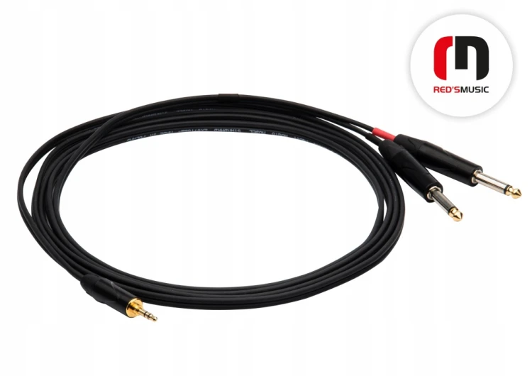 Kabel jack 3,5 mm - 2X jack 6,3 mm Red's Music AU1730BX 3 m