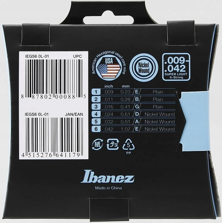 Struny do gitary elektrycznej Ibanez IEGS6 9-42