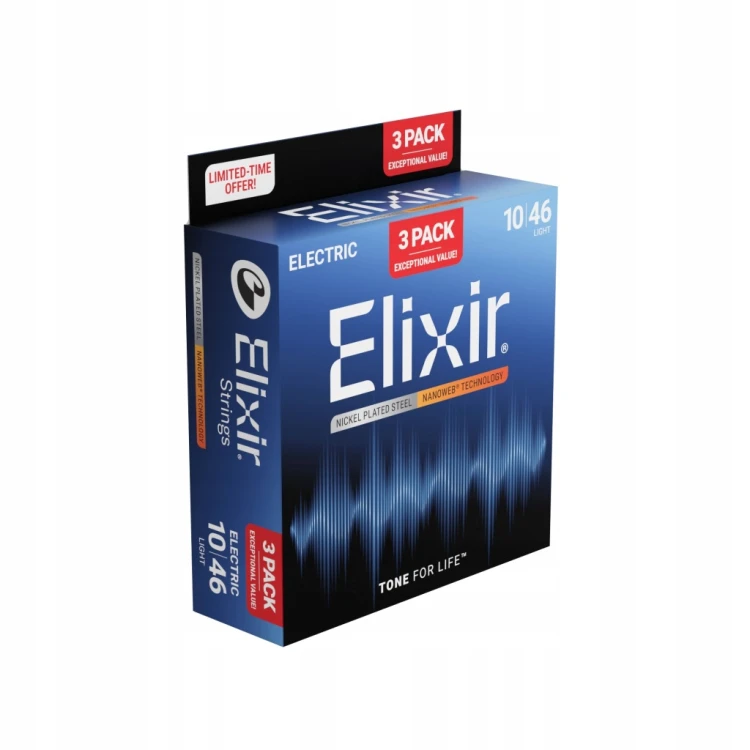 3PACK Struny Elixir NanoWeb 10-46 Light NEW (16567)
